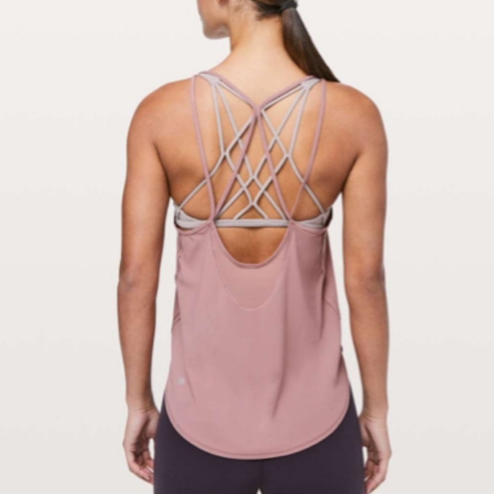 Lululemon Get Low Tank Mauve Open Strappy Back and Mesh Sz 6" - Picture 13 of 14